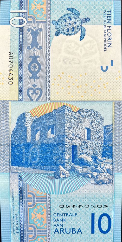 Банкнота Аруби  10 флорінів  2019 року UNC