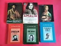Livros: Picasso, Da Vinci, Garcia lorca; Pavlov, Manet, Amália