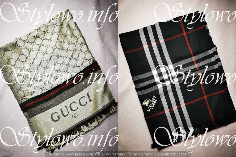 Szal Gucci Burberry Nowość logowane grubsze jesień hit
