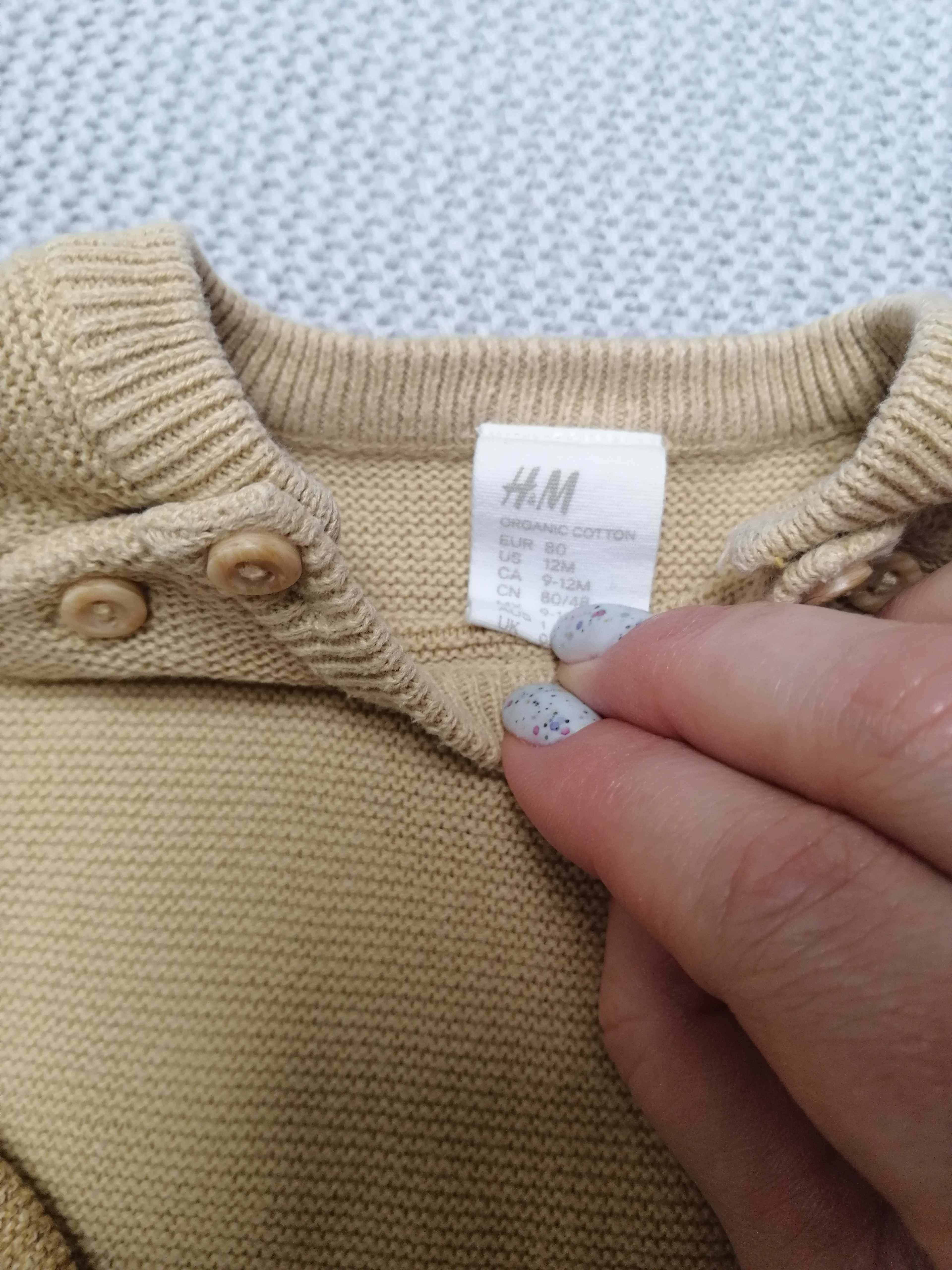 Komplet niemowlęcy/dziecięcy, sweterek+spodnie, H&M, rozmiar 80