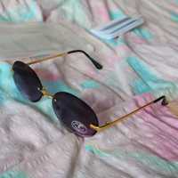 Okulary przeciwsłoneczne Bershka metalowe fioletowe Pop Smoke trap rap