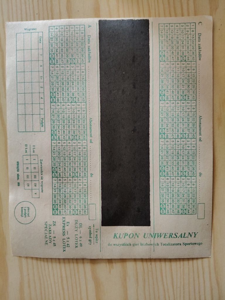 Stare kupony totolotka z PRL