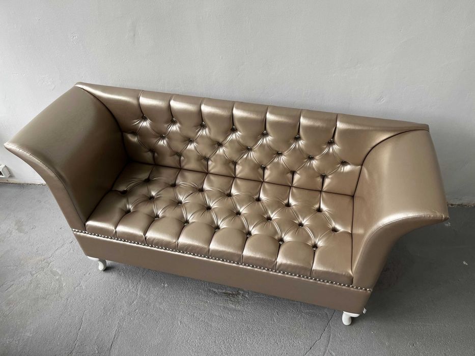 Sofa przyścienna złota, glamour, używana, bardzo dobry stan