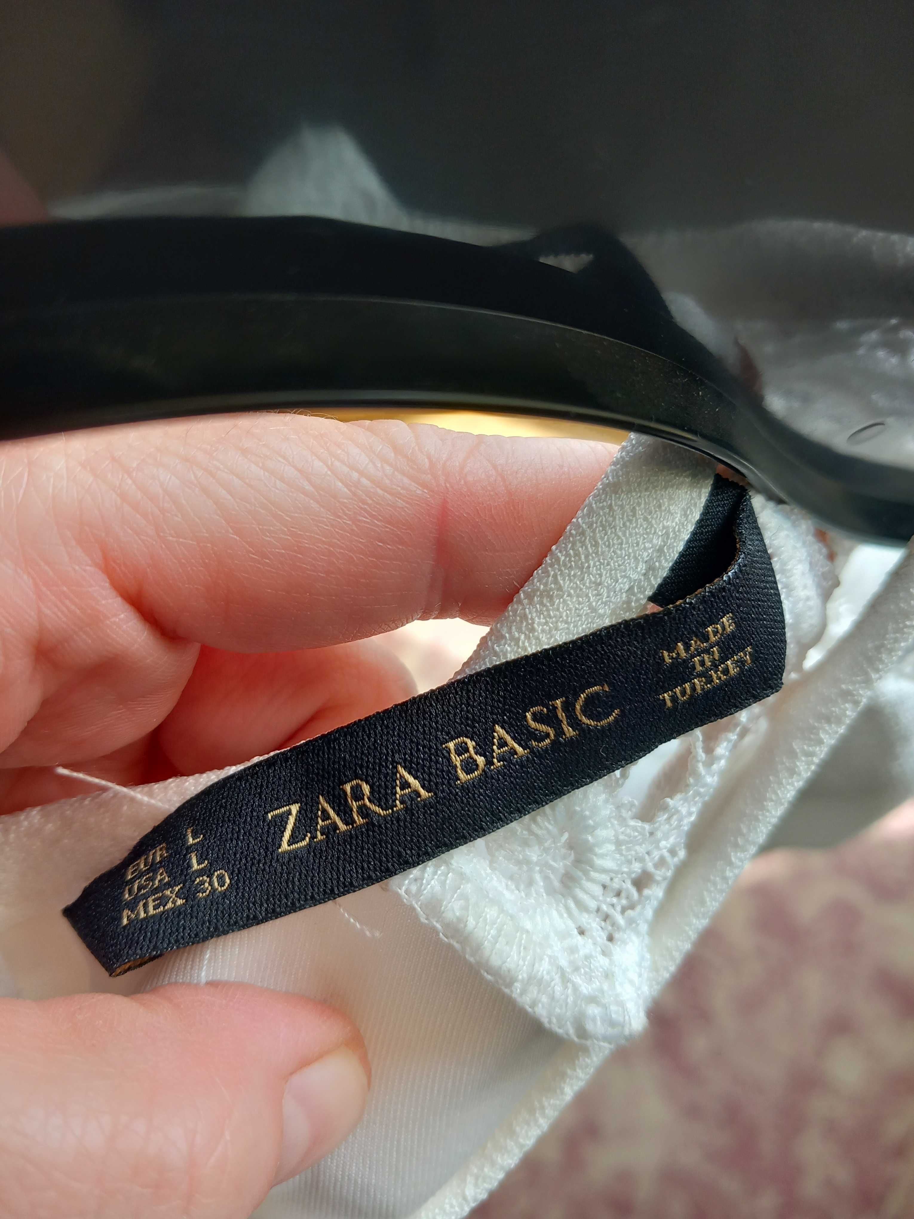 Biała sukienka mini z koronką Zara r. L 40