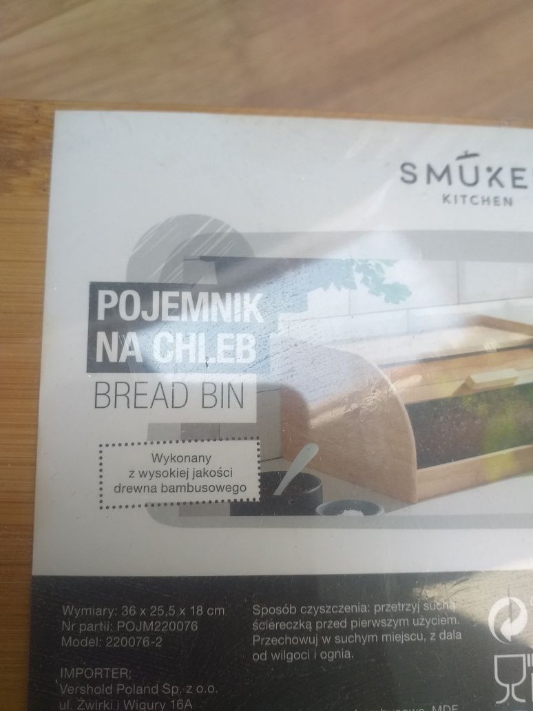 Chlebak jednoczęściowy pojemnik na chleb Smukee drewniany bambusowy