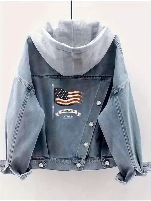 Джинсова куртка з капюшоном М