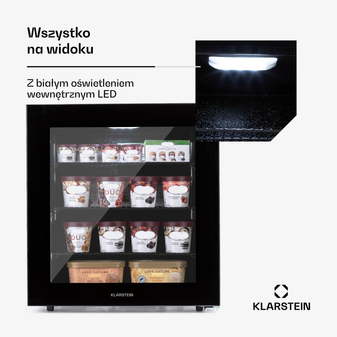 Nowa Zamrażarka Witryna Klarstein IceAge 88 litrów przeszklona LED
