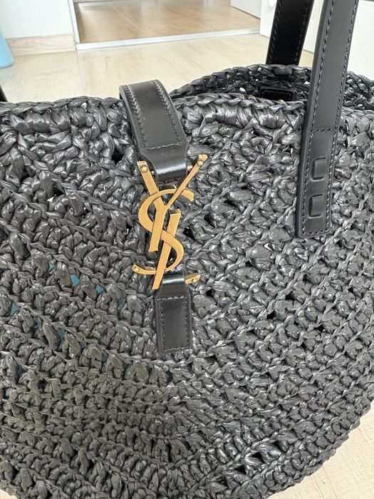 Torebka czarna koszyk wiklinowy YSL