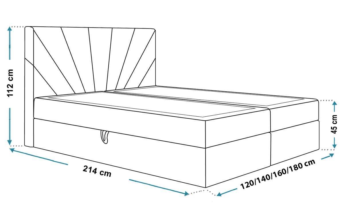 Łóżko kontynentalne BOX VI 120 × 200 topper GRATIS!