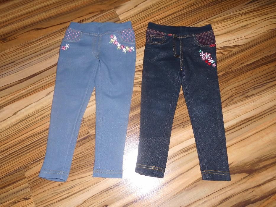 zestaw legginsy ala jeansy 2x + żakiecik r. 98