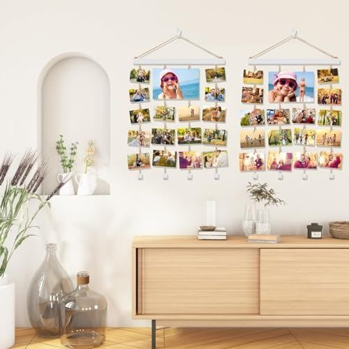 Zestaw 2 drewnianych wiszących ramek do zdjęć