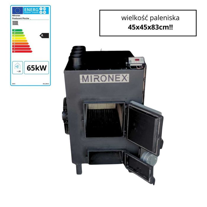 Piec nadmuchowy Nowy  65kW, duże palenisko + pełne sterowanie pracą