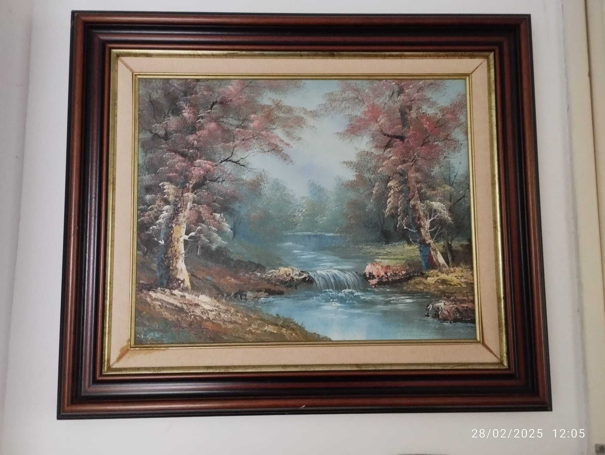 Quadro maravilhoso com imagem de rio e árvores