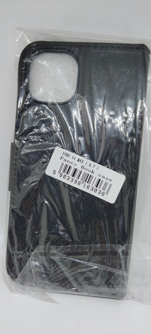 Etui z klapką do iPhone 14 Max (6,7), Nowe, czarne, zapięcie