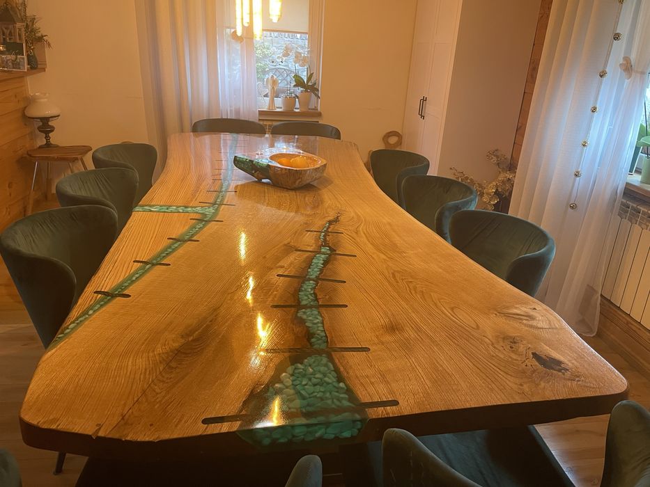 Stol konferencyjny monolit dab 315x135x7 epoxy oak table live edge