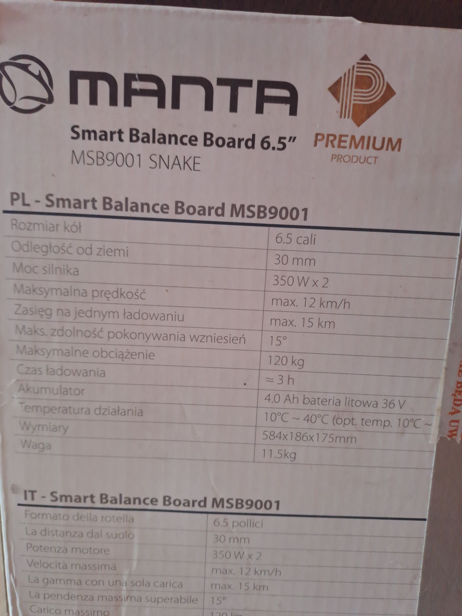 Deska elektryczna "howerboard" manta MSB9001 SNAKE