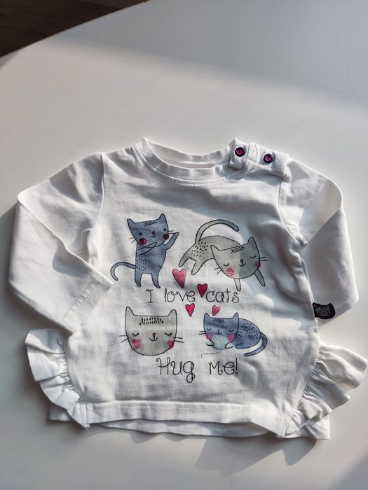 Bluzka Coccodrillo rozm 68 długi rękaw koty kotki