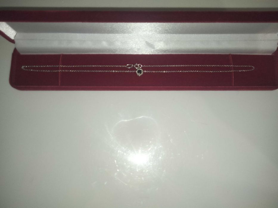 Колье из белого золота 585 пробы с самфиром и бриллиантами