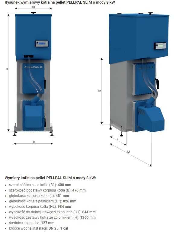 Kocioł z podajnikiem na pellet Pellpal 8kW Kosz Podajnik 5KLASA 2024