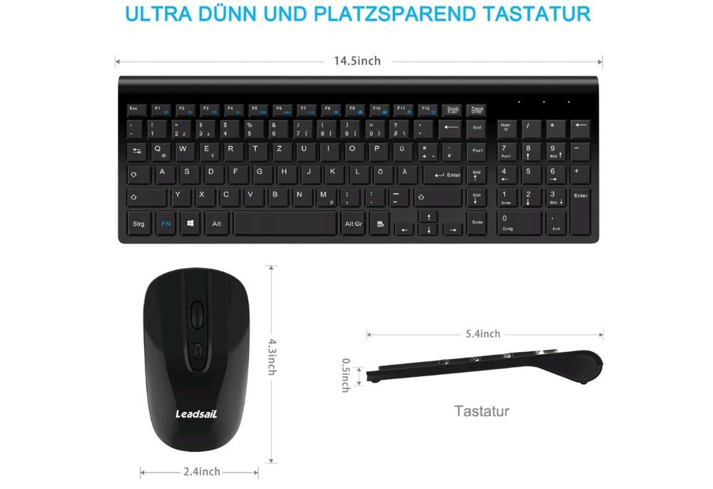 Zestaw bezprzewodowej klawiatury i myszy Leadsal