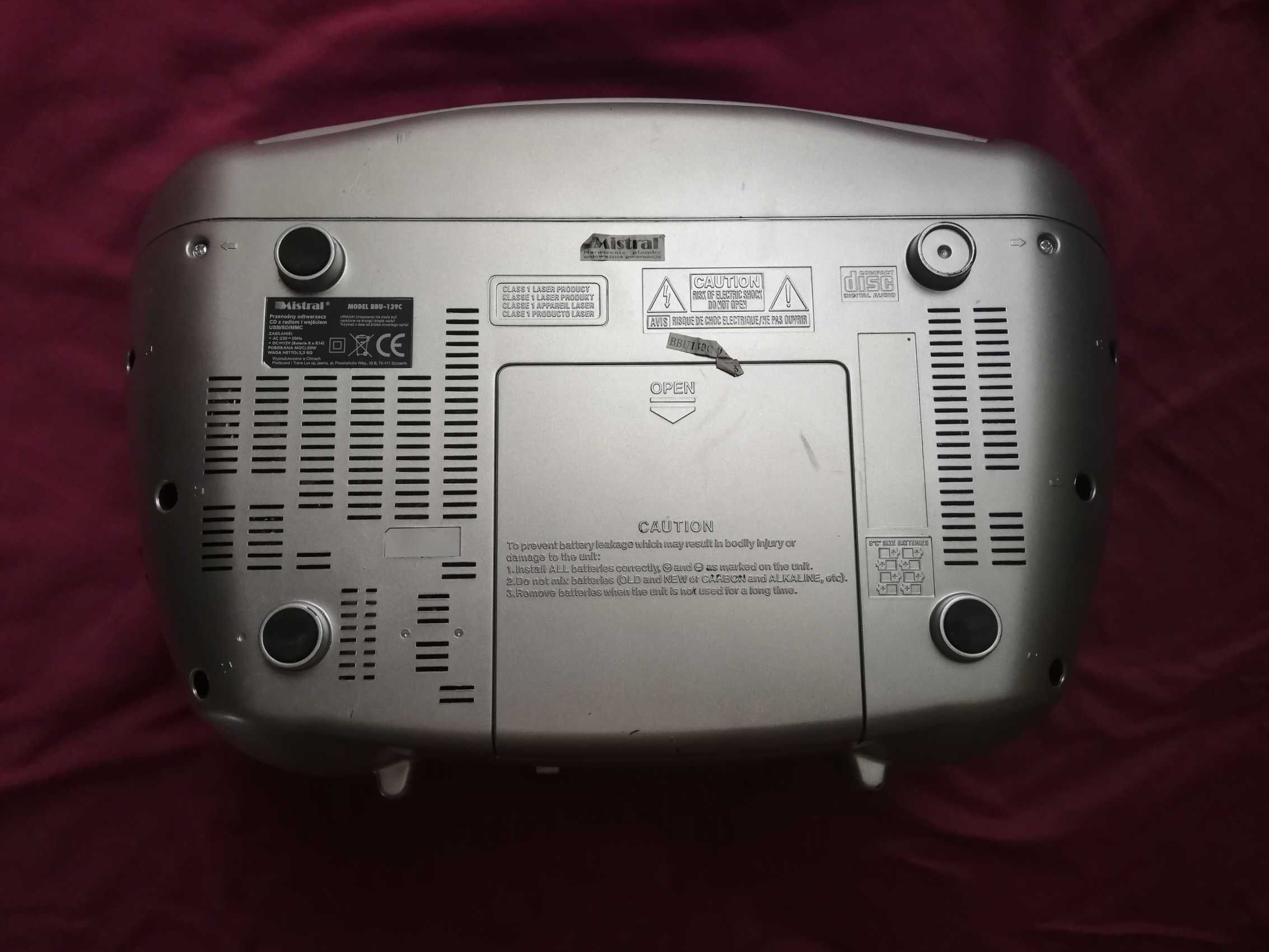 odtwarzacz CD radio z wejściem USB/SD/MMC Mistral BBU-139C