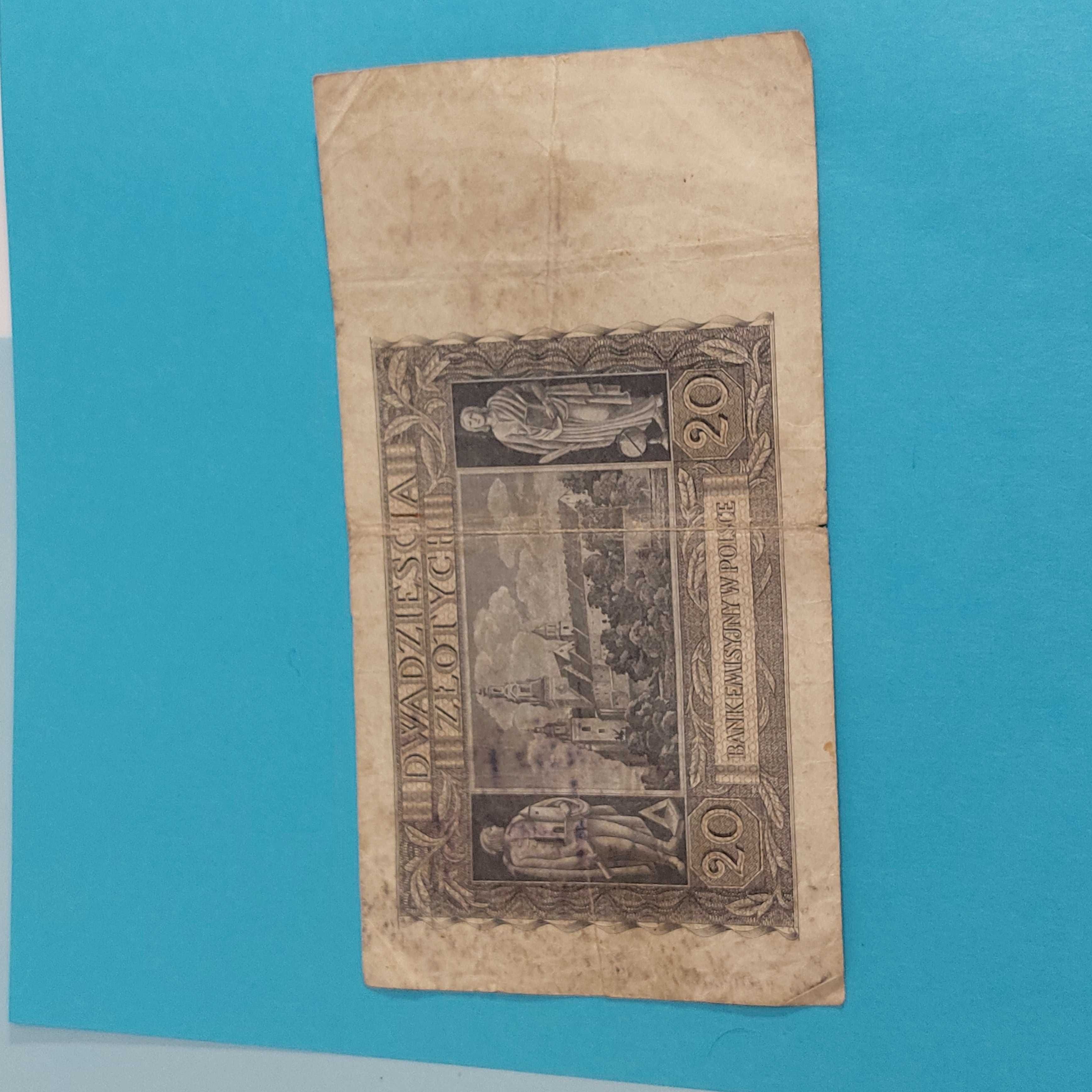 Банкнота,  бона, бон, 20 злотых, zlotych 1940
