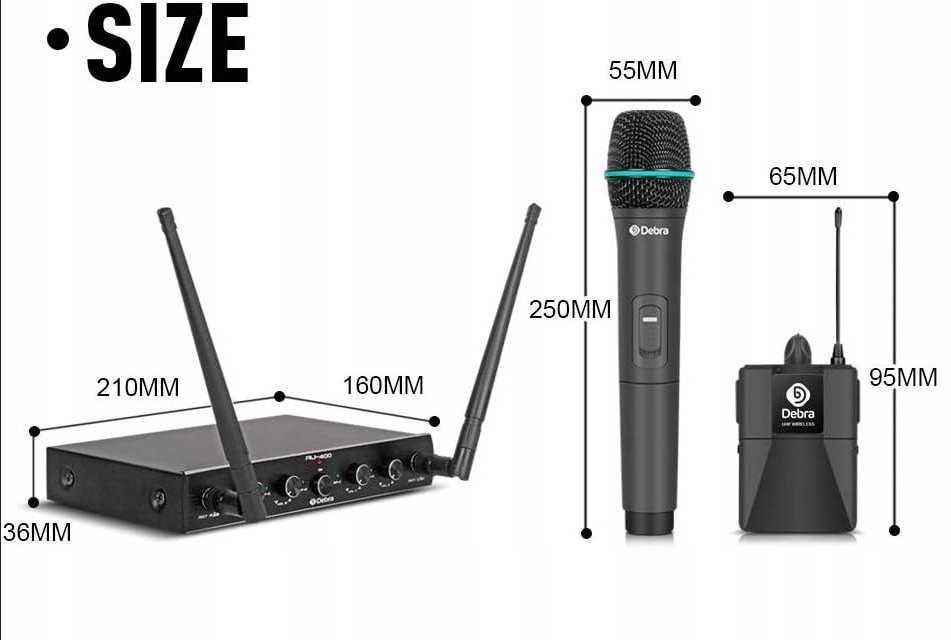 Debra Audio AU400 Pro UHF 4-kanałowy system mikrofonowy bezprzewodowy
