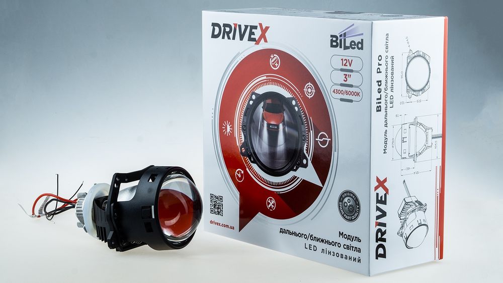 Лінзи Drivex BiLED Evolution F1S 3.0 5500-6000K 47-53Вт.