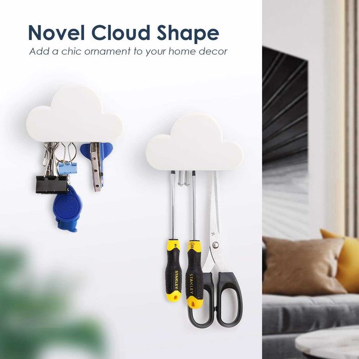 Magnetyczny wieszak na klucze chmurka 2 szt. – biały organizer ścienny