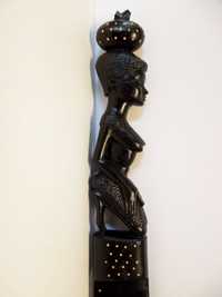antiga espada ceremonial africana em madeira exótica com embutidos