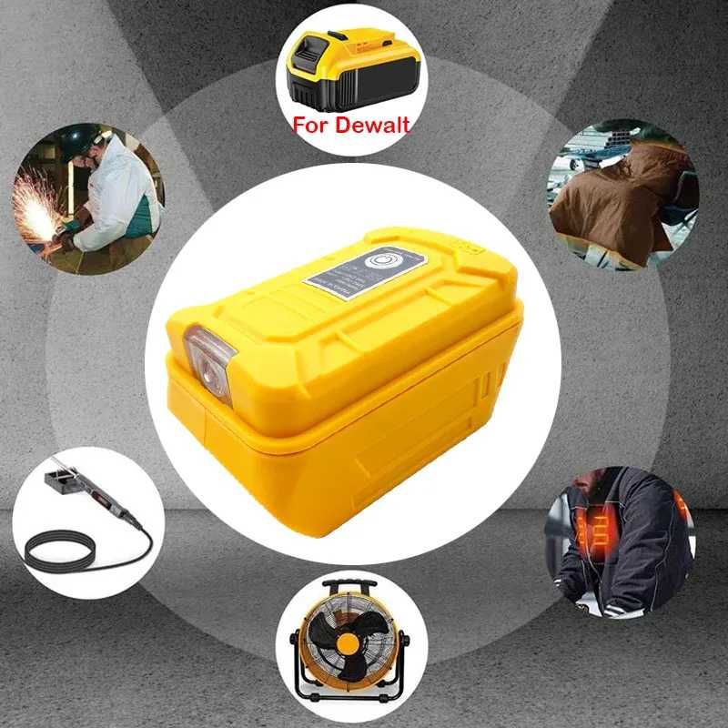 Адаптер модуль USB адаптер (powerbank 2 USB + фонарь) к акб DeWalt