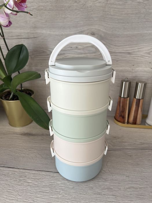 Trojak menażka pastelowa plastikowa do żywności 700 ml x 4 2,8l