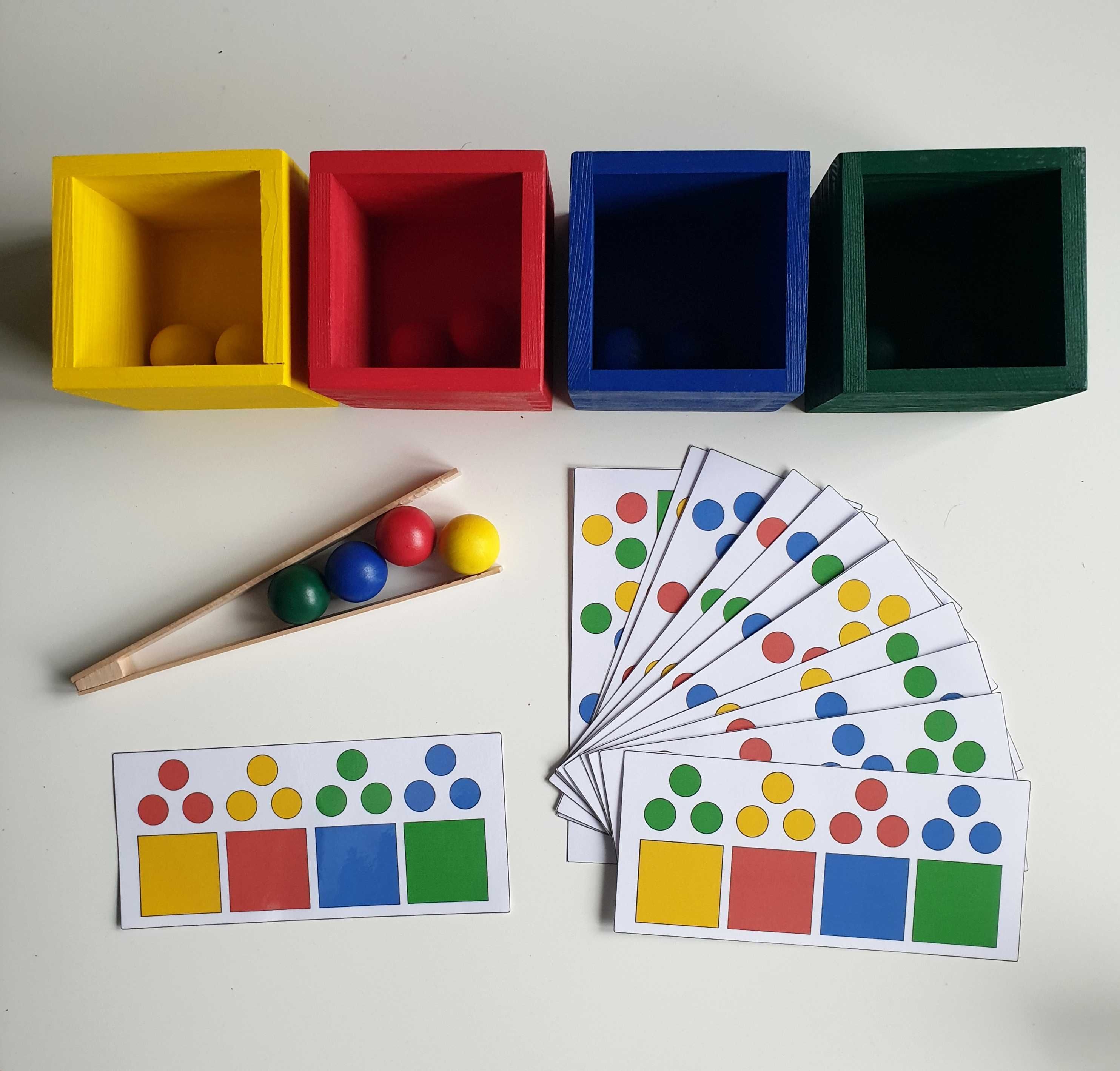 układanka lewopółkulowa Montessori kubek i kulka - sorter kolorów 4szt