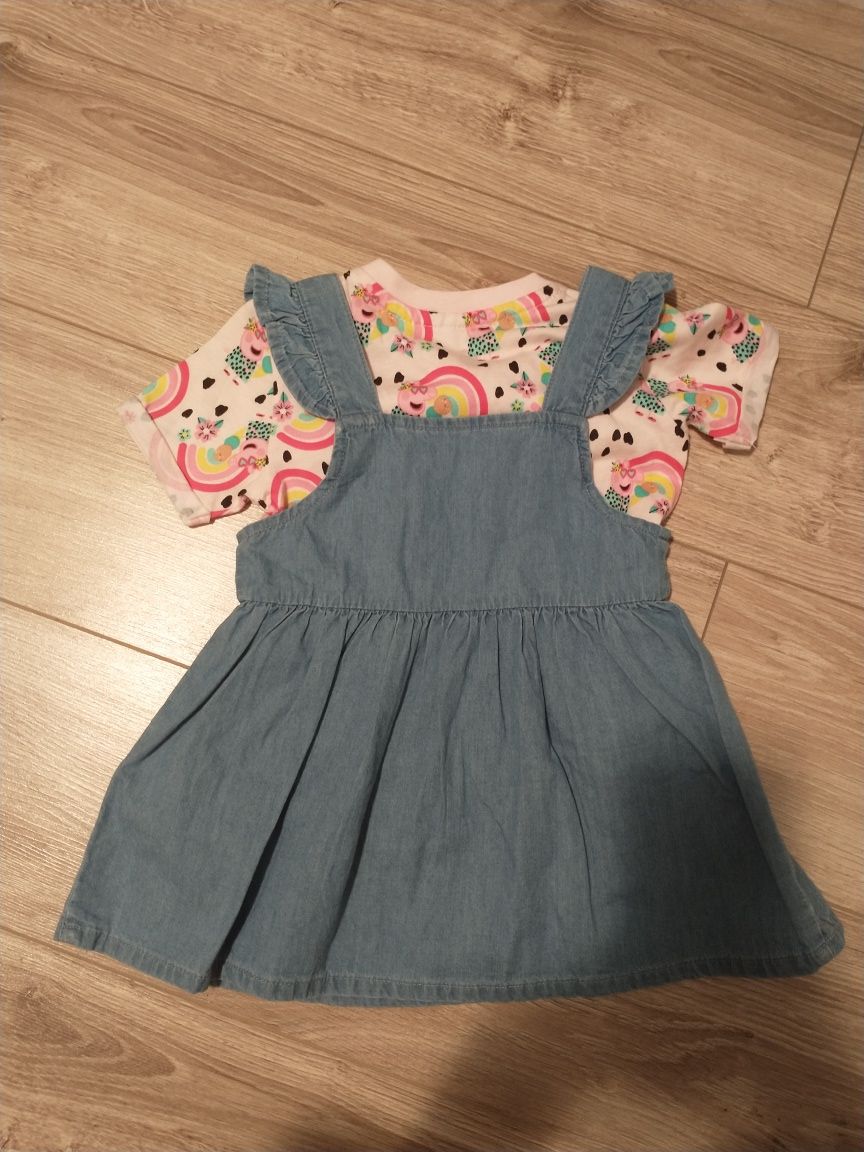 Zestaw t-shirt sukienka świnka Peppa pig nowy bez metki  74cm 6-9m