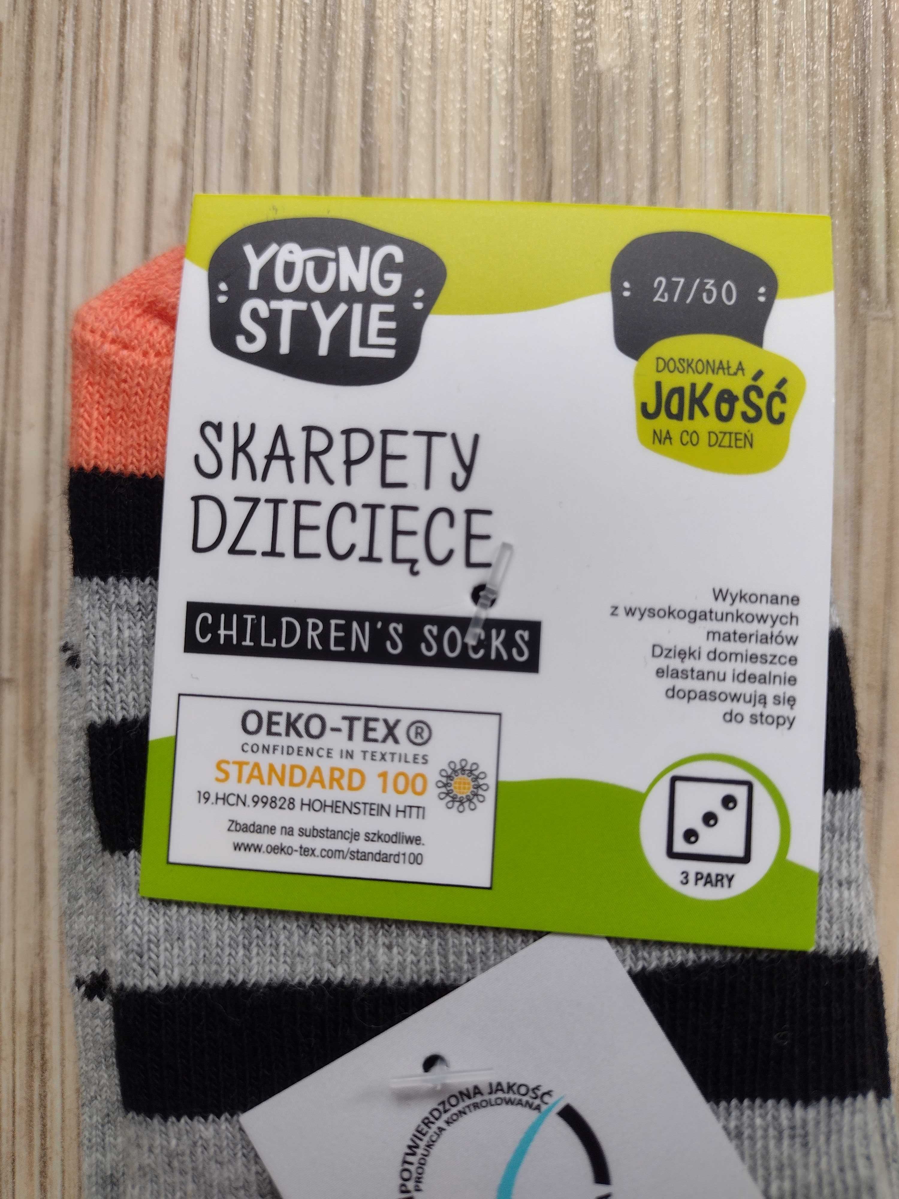 NOWE ~ YOUNG STYLE, rozmiar 27-30, skarpetki 3pak