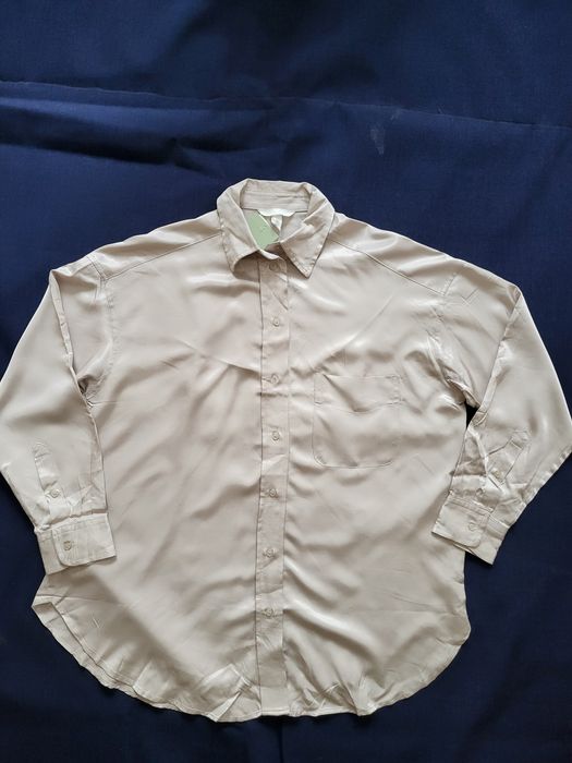 Сорочка блуза H&M сатин беж 100% віскоза S-M