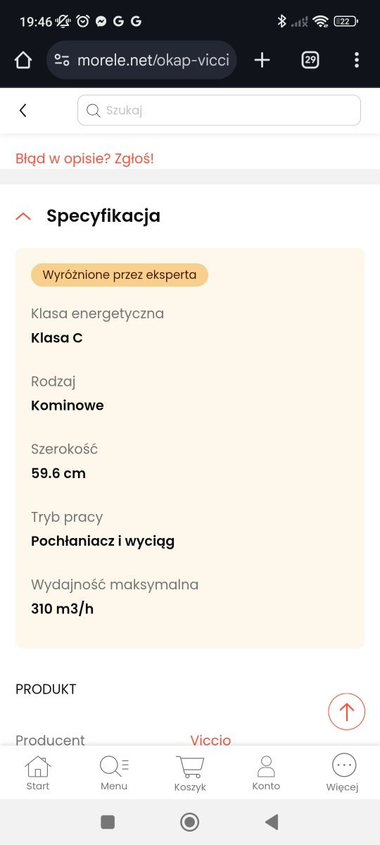 nowy okap viccio neo5 okap kominowy