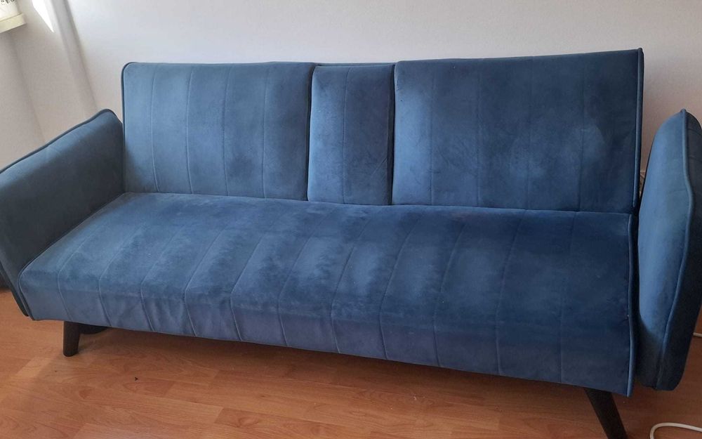 Sofá-cama Azul Veludo