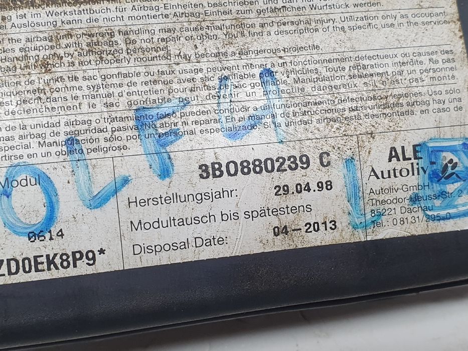 Airbag banco esquerdo VOLKSWAGEN Golf IV (1J1)