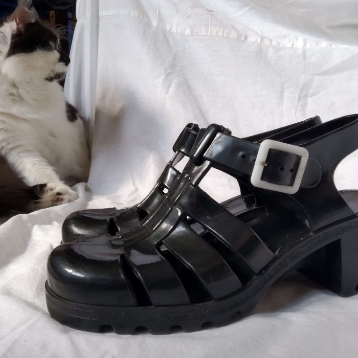 Juju Babe Black Heeled Jelly Sandals