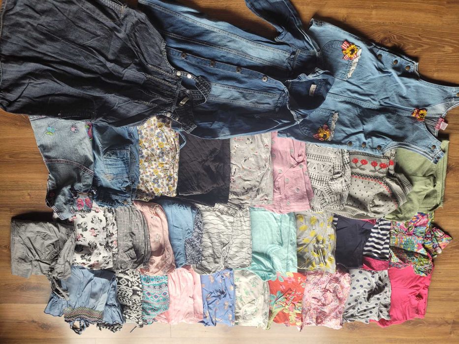 Zestaw dla dziewczynki 122/128/134 ponad 250 szt kurtki spodnie bluzki