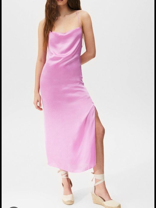 Nowa różowa liliowa sukienka na ramiączkach wesele impreza