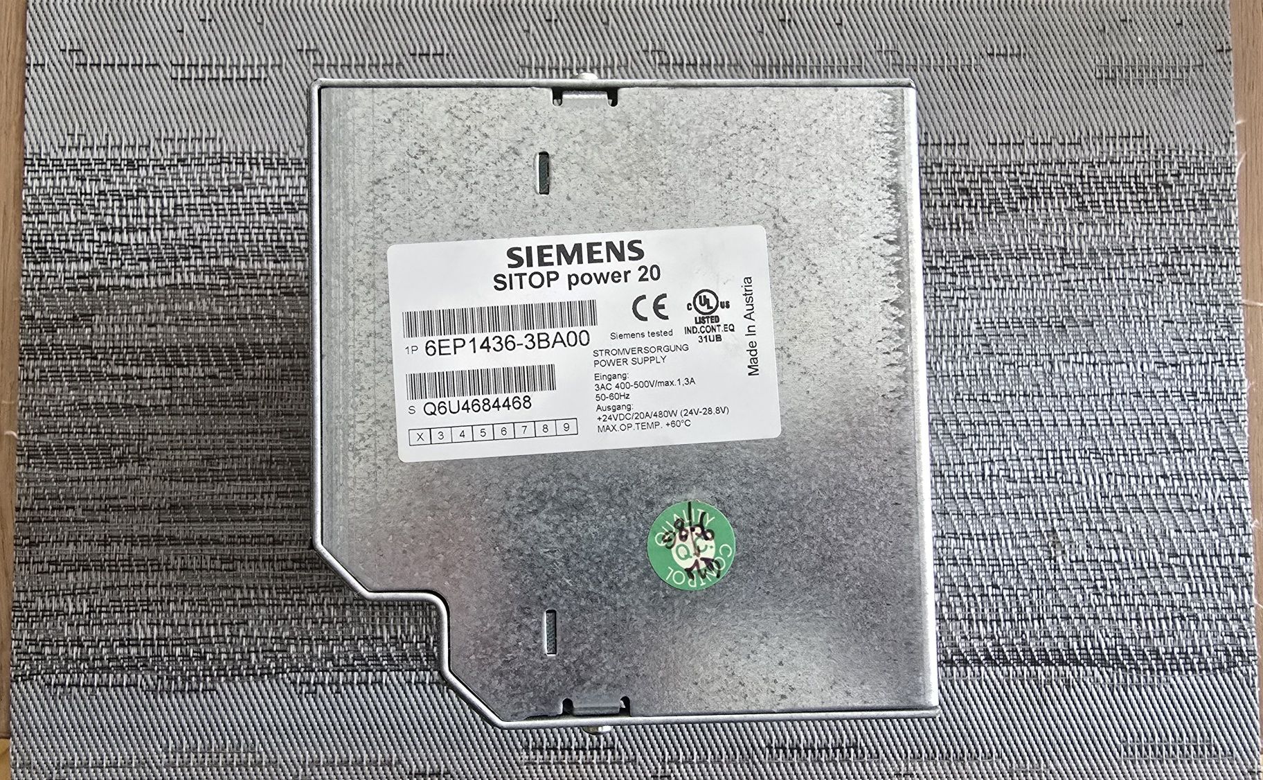 Zasilacz SIEMENS SITOP power 20A, 24V DC, stan idealny
