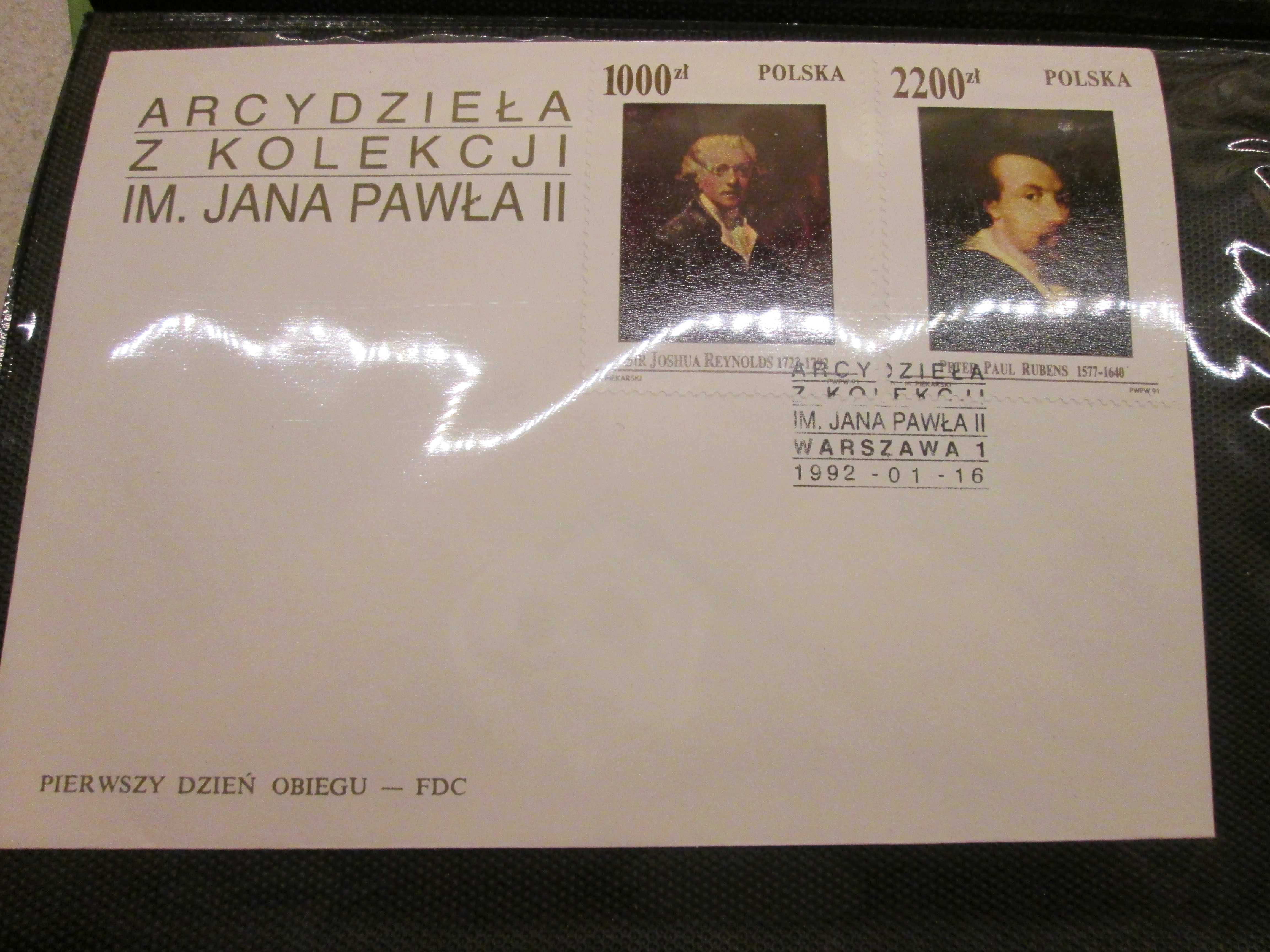 Koperty FDC 914 Arcydzieła malarstwa z kolekcji im. Jana Pawła II 1992