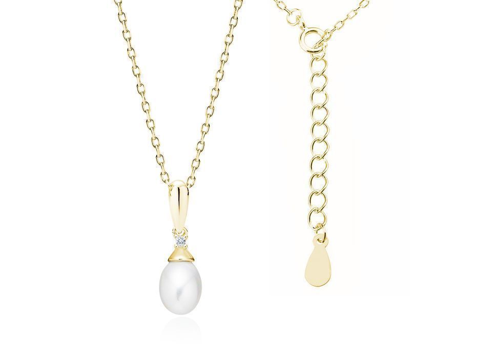 Naszyjnik Celebrytka Perła Perełka Cyrkonie Srebro Z1959Ng_W