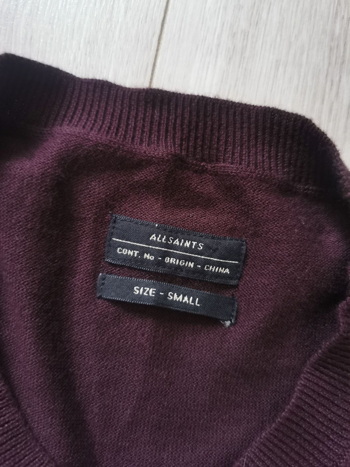 All Saints bordowy bawełniany sweter cienki 100% bawełna cotton S 36