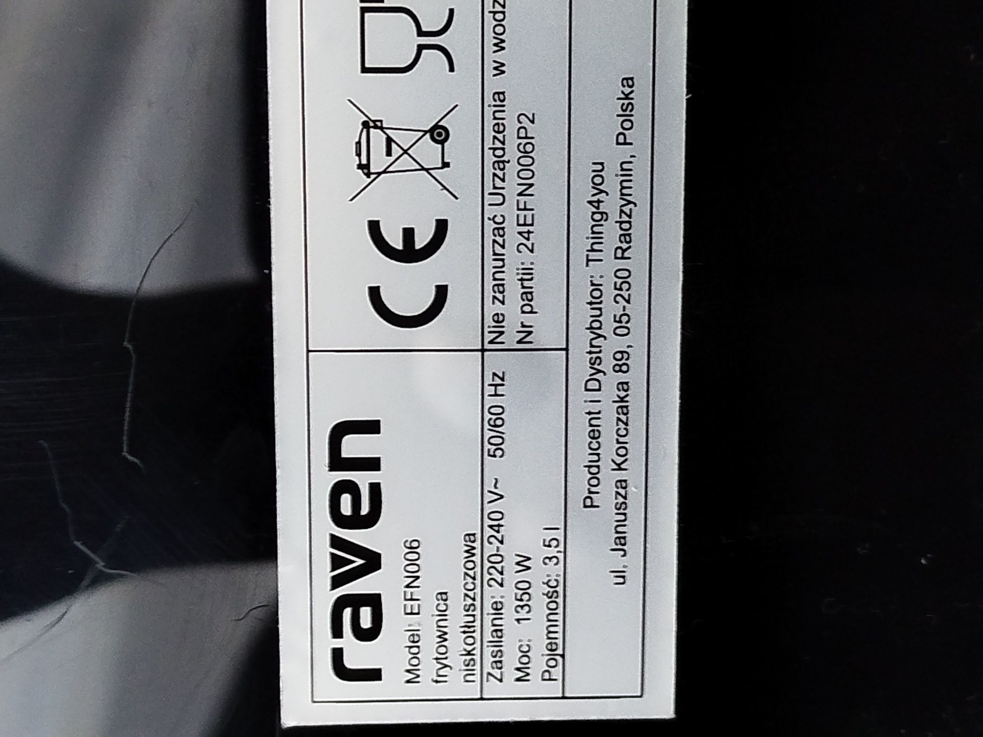 Raven air fryer 1350W 3.5l