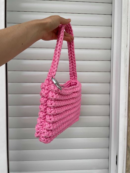 crochet bag paracord cord pink