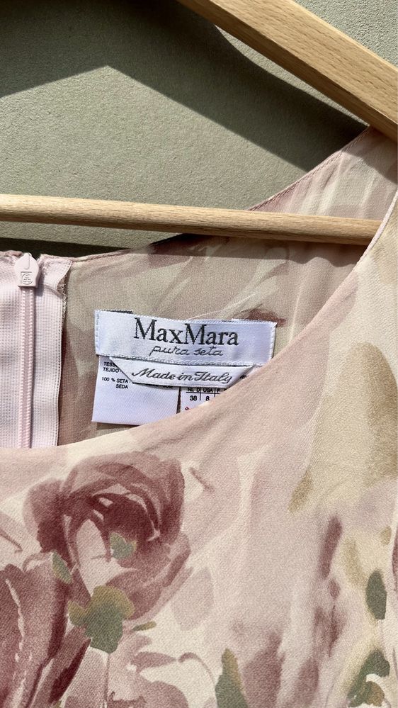 Max Mara jedwabna sukienka kwiatowa pastelowa Vintage M