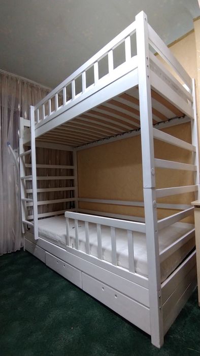Двоповерхове, двоярусне, дерев'яне ,ліжко біле, кровать